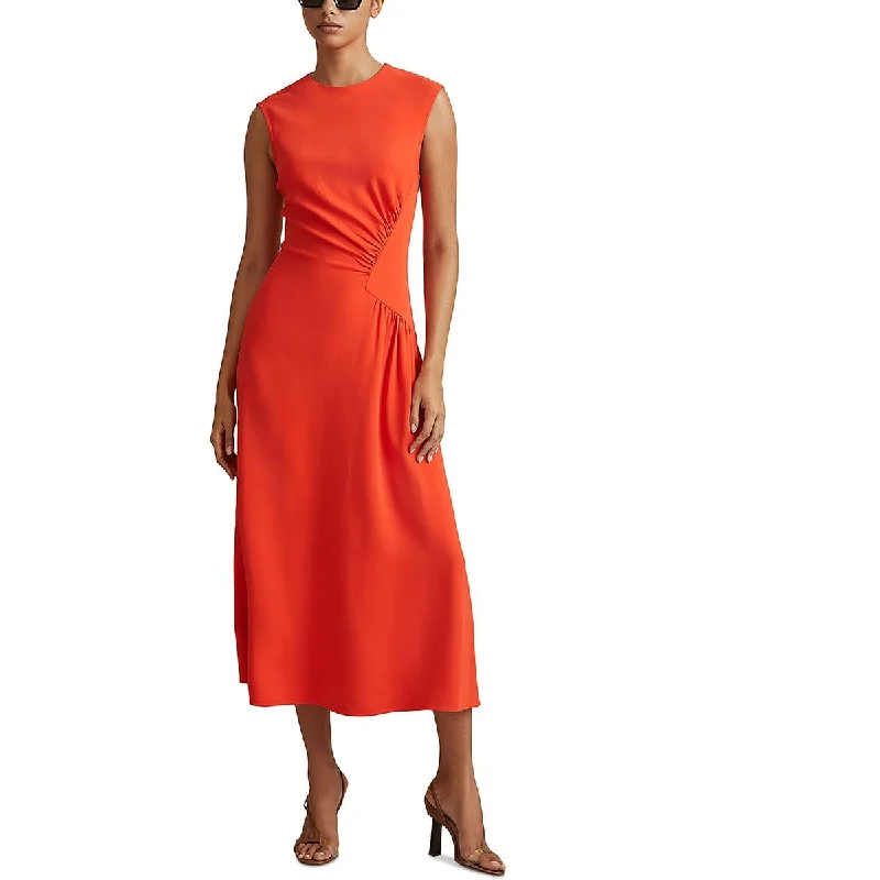 Unique Fashion Reiss Womens Ruched Sleeveless Midi Dress