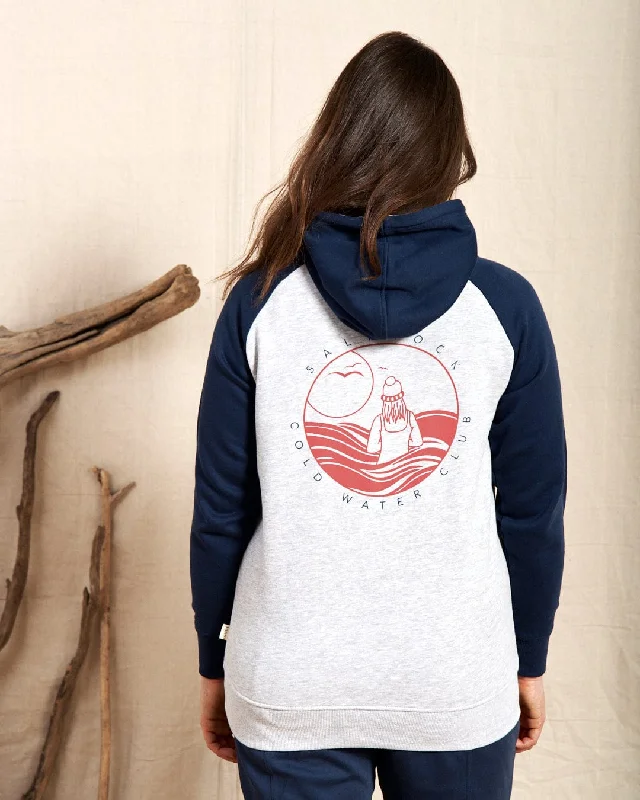 Retro Prints Coldwater Club - Womens Raglan Pop Hoodie - Grey