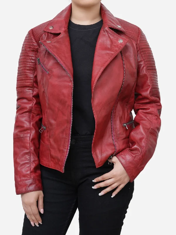 Fashion Expert Juliette Quilted Wine Red Leather Jacket