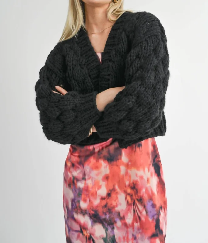 Sports Series Kayla Chunky Cardigan In Charcoal