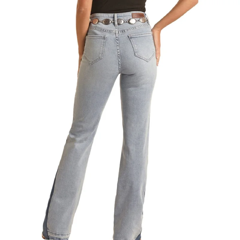 Casual Choice LADIES ROCK & ROLL SIDE INSERT FLARE REGULAR FIT BOOTCUT JEANS