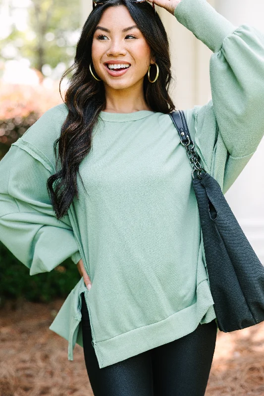 Fashion Must-have Let's Get Cozy Sage Green Pullover