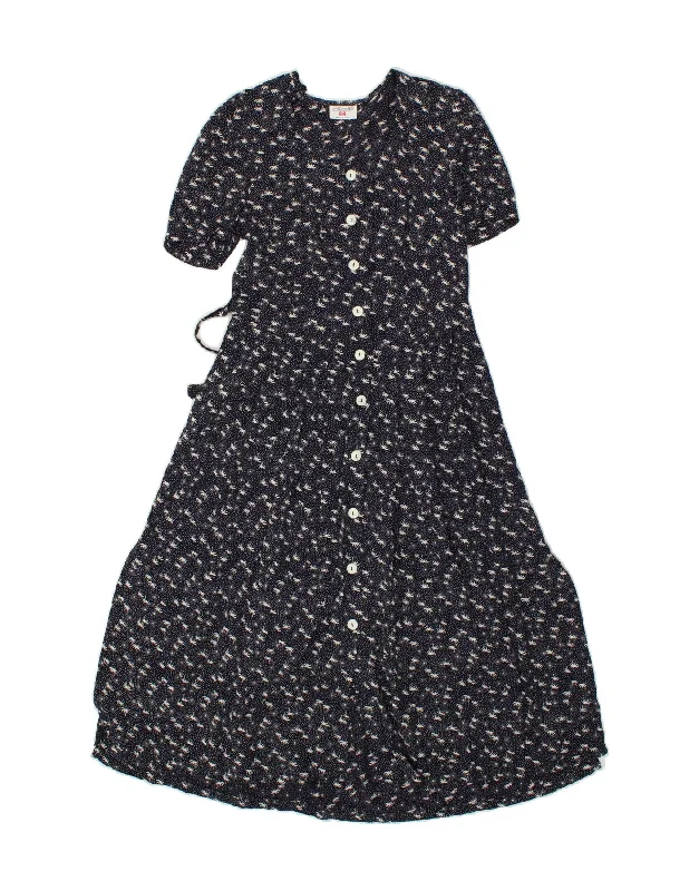 Free Design VINTAGE Womens Shirt Dress UK 14 Medium Navy Blue Spotted