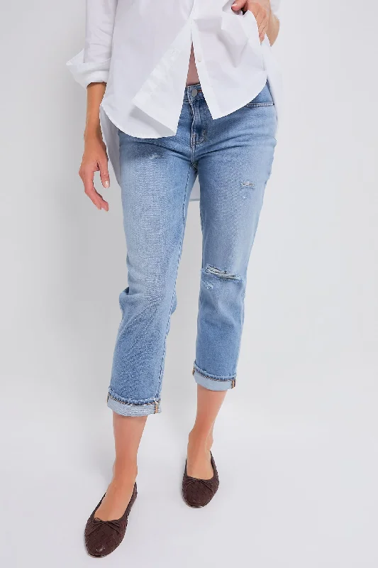 Sports And Leisure Destroyed Light Wash The Boyfriend Maternity Jean