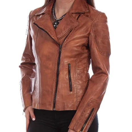 Energy Wear Scully Women's Brown Leather Motorcycle Jacket