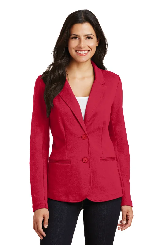 Fashionable Items Port Authority Womens Knit Button Down Blazer - Rich Red