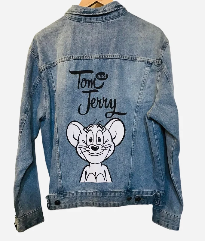 High-end Customization Tom & Jerry Painted Emme Denim Jacket (Size S)