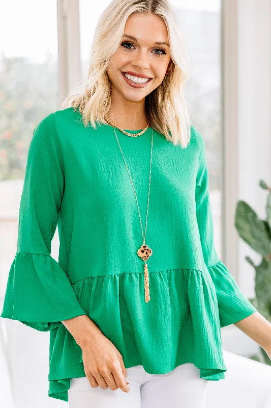 Urban Design Sense I See You Now Green Peplum Top