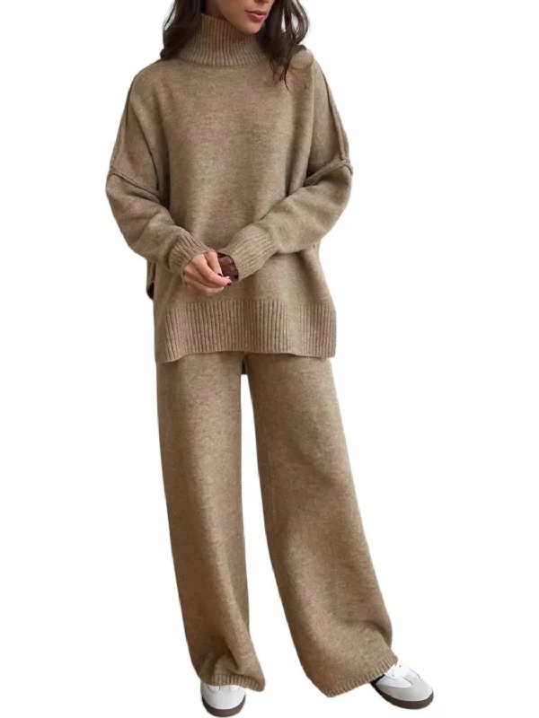 Integrated Design Lounge Sweater Set In Khaki