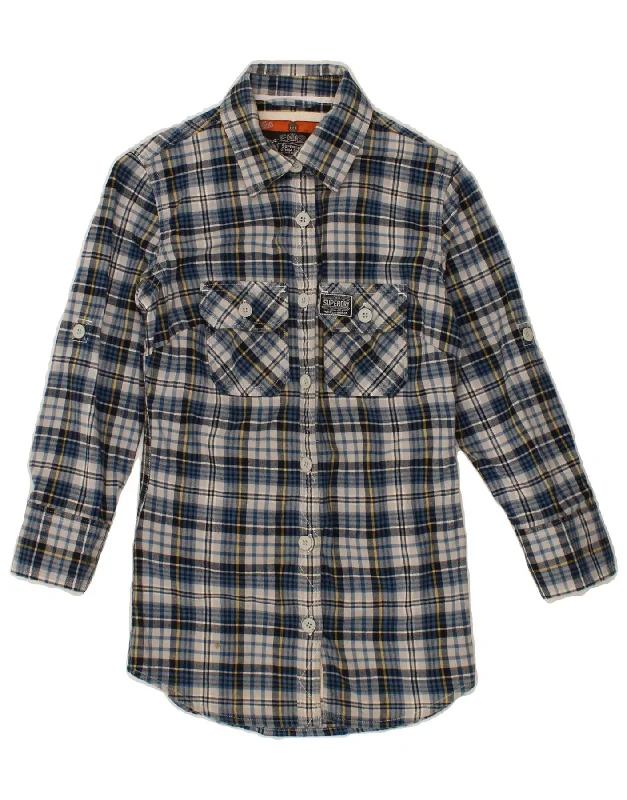 Fresh Wear SUPERDRY Womens Shirt UK 6 XS Blue Check Cotton