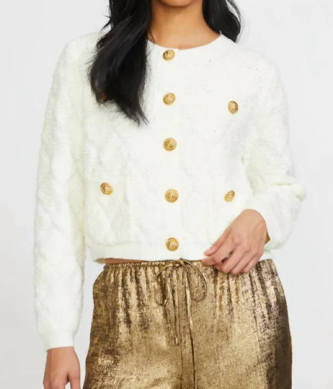 Body Design Textured Sweater Cardigan In Cream