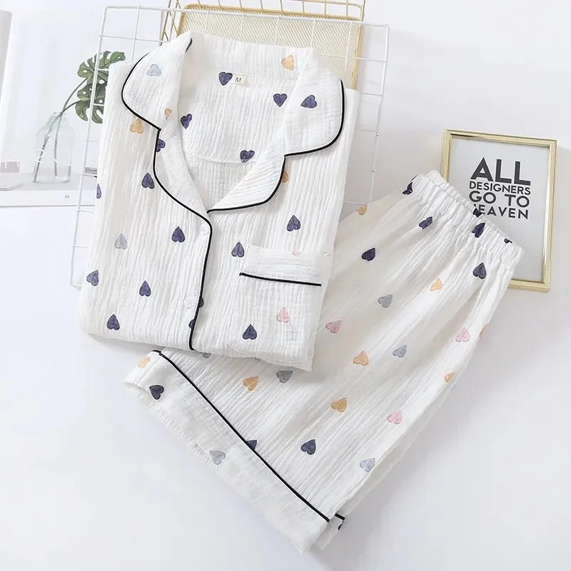 Classic Design Crobe Heart Cotton Nightsets - Shorts