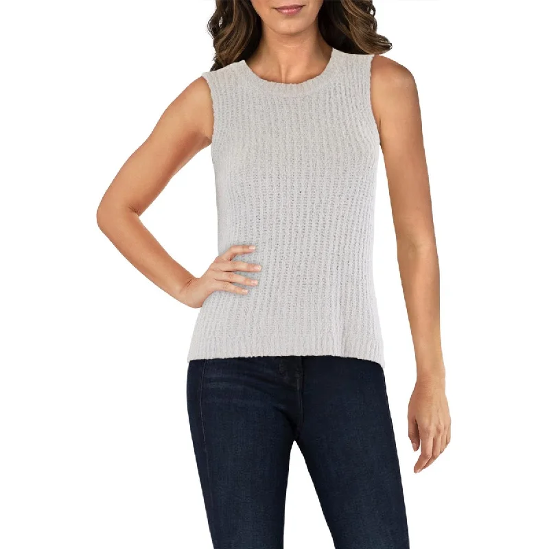 High Street Fashion Womens Crewneck Ribbed Tank Top Sweater