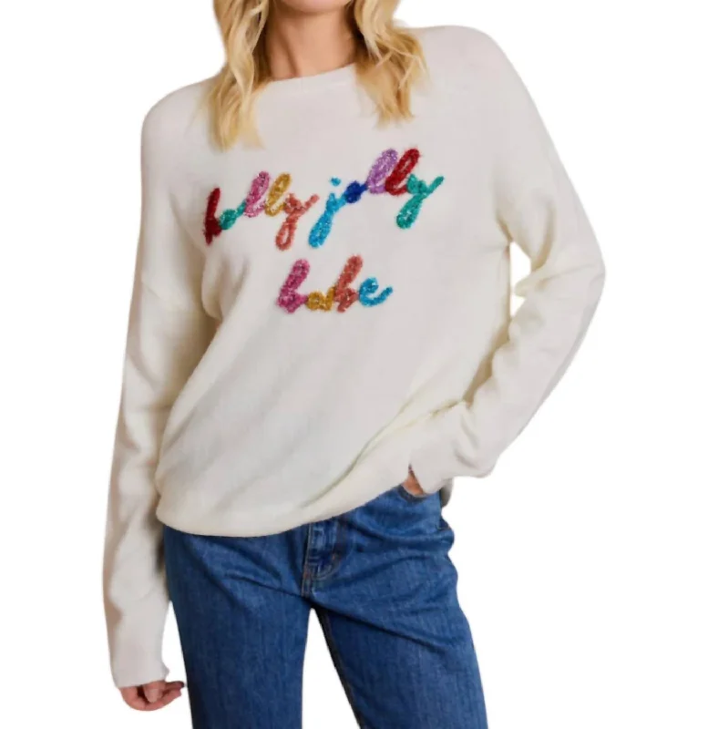 Exquisite Tailoring Holly Jolly Babe Sweater In Cream