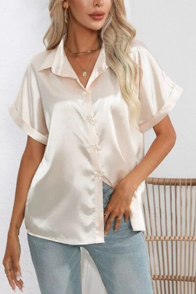 Exquisite Tailoring Collared Neck Short Sleeve Shirt