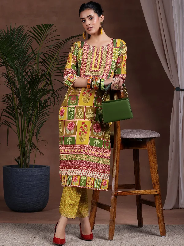 Refreshing Design Multi Printed Poly Crepe Straight Kurta Set