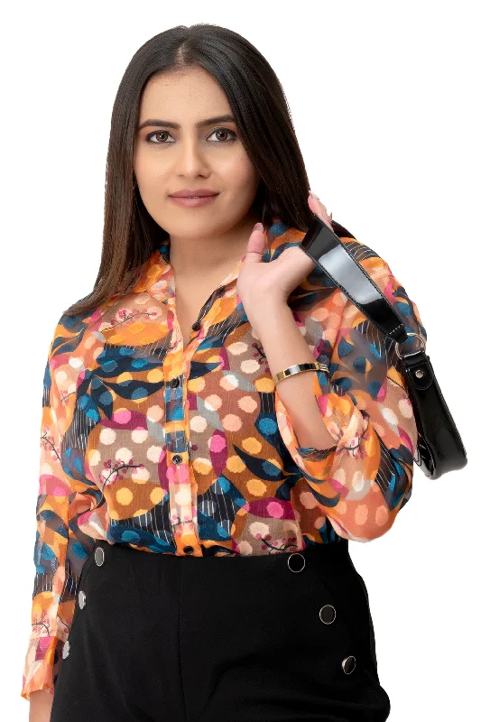 Fashionable Inner Wear Radiant Sheer Printed Shirt