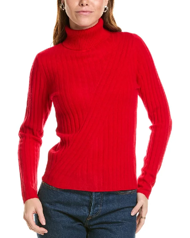 Leisure Sports sofiacashmere Directional Rib Turtleneck Cashmere Sweater