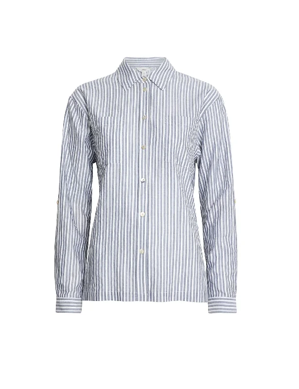 British Style Cotton Rich Striped Relaxed Utility Shirt