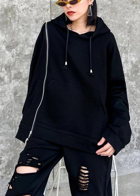 Classic Choice Natural hooded drawstring tunics for women Outfits black shirt