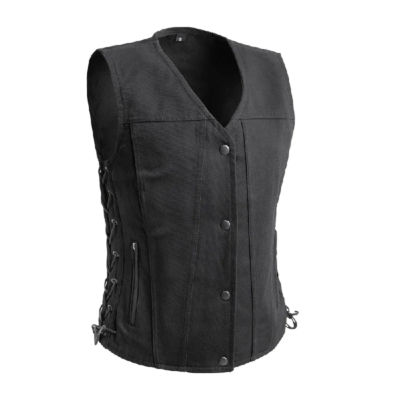 Simple Design Tiff Women's Motorcycle Twill Vest