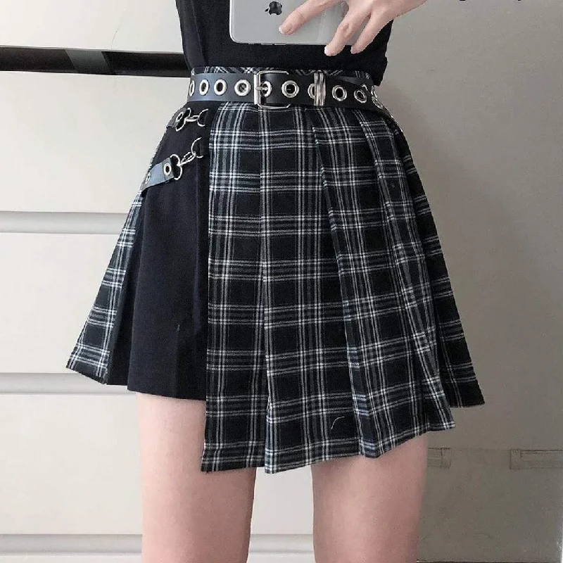 Street Fashion Women's Tartan Pleated Punk Skirt