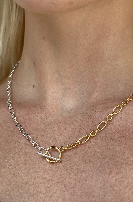 Classic Items TWO-TONE FIGARO CHAIN NECKLACE