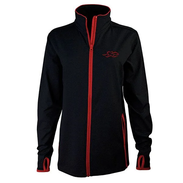 Must-have For Autumn And Winter Flatter and Trim Full Zip Jacket - Black with Red