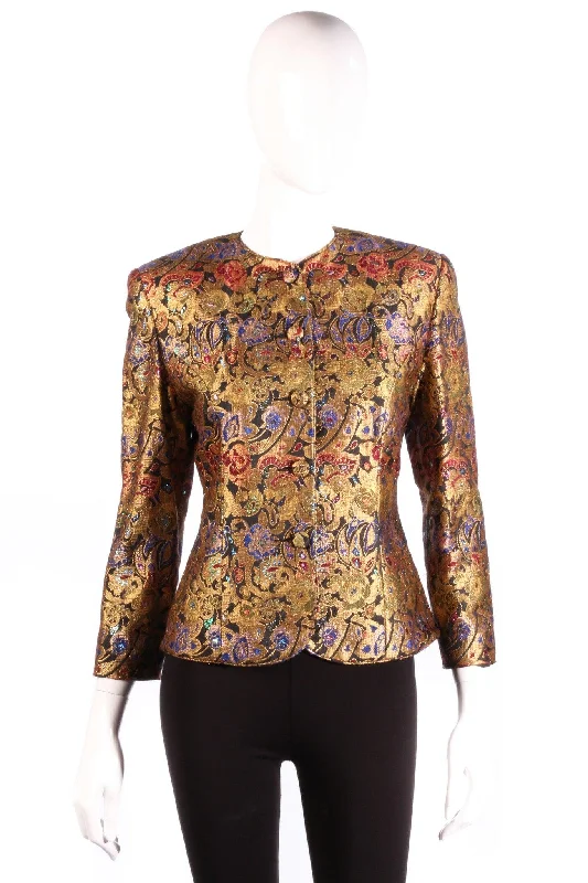 Fresh And Elegant Ports Trademark Designs Metallic Floral Jacket Uk Size 8