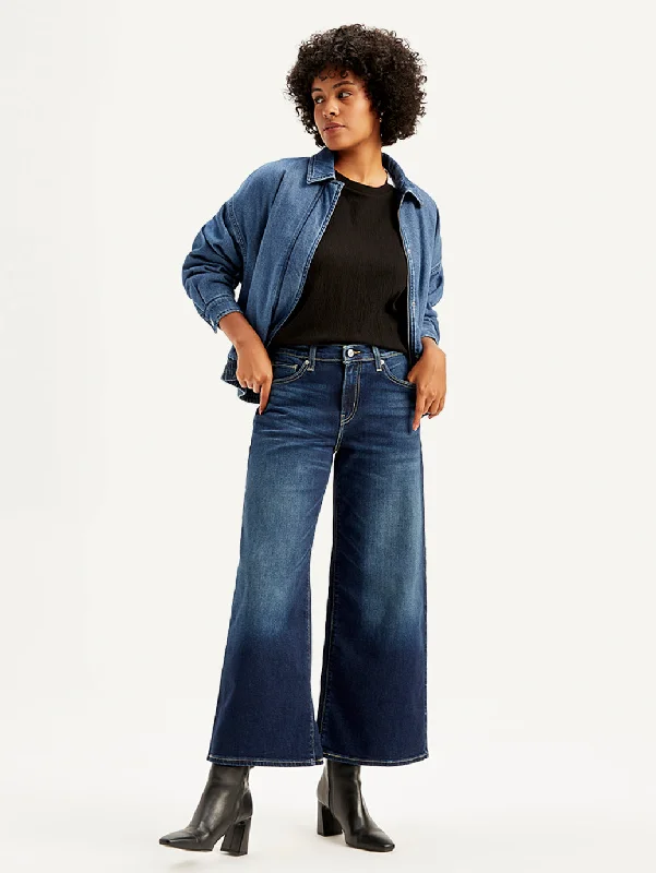 New Products Women's Mid Rise 94 Baggy Wide Leg Indigo Jeans