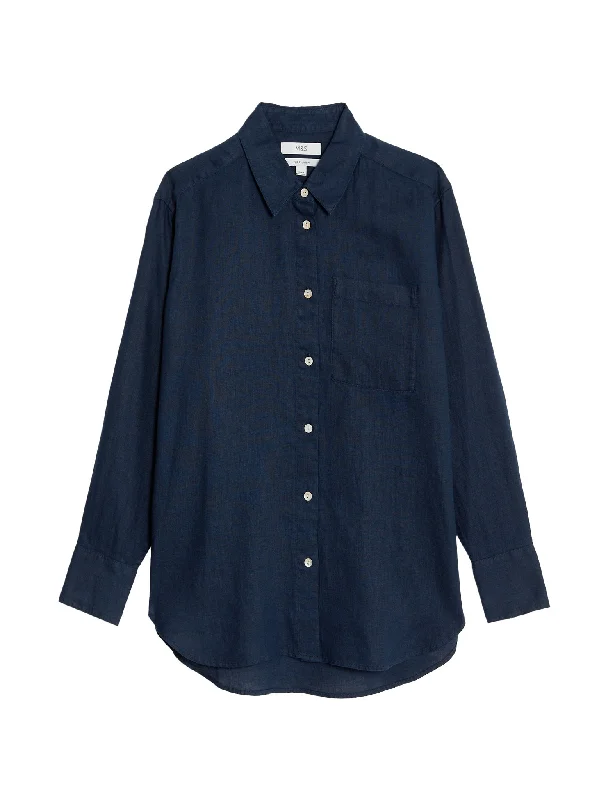 Summer Selection Pure Linen Relaxed Collared Shirt