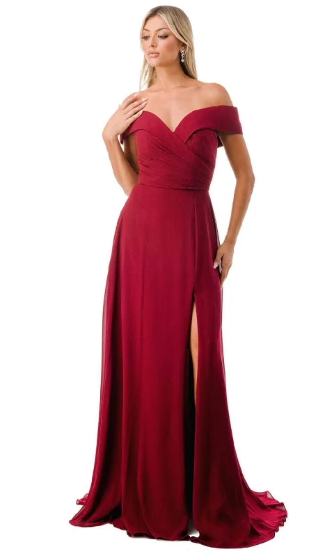 High Street Design Trevi Collection L2767Y - Foldover Off Shoulder Evening Gown