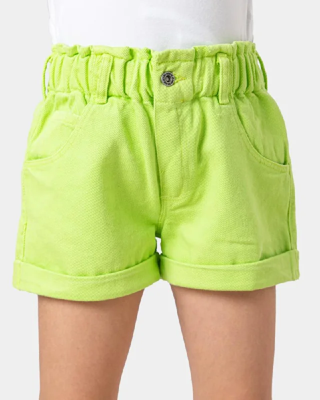 Lace Design Lime green denim hot short