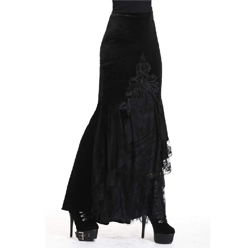 Dressing Tips Women's Velour and Lace Goth mermaid Skirt