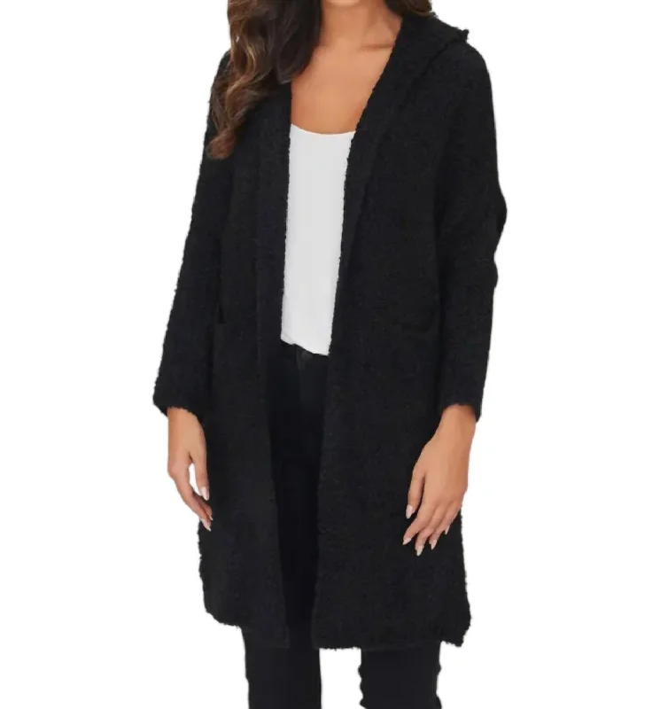 Advanced Design Boucle Knit Cardigan In Black