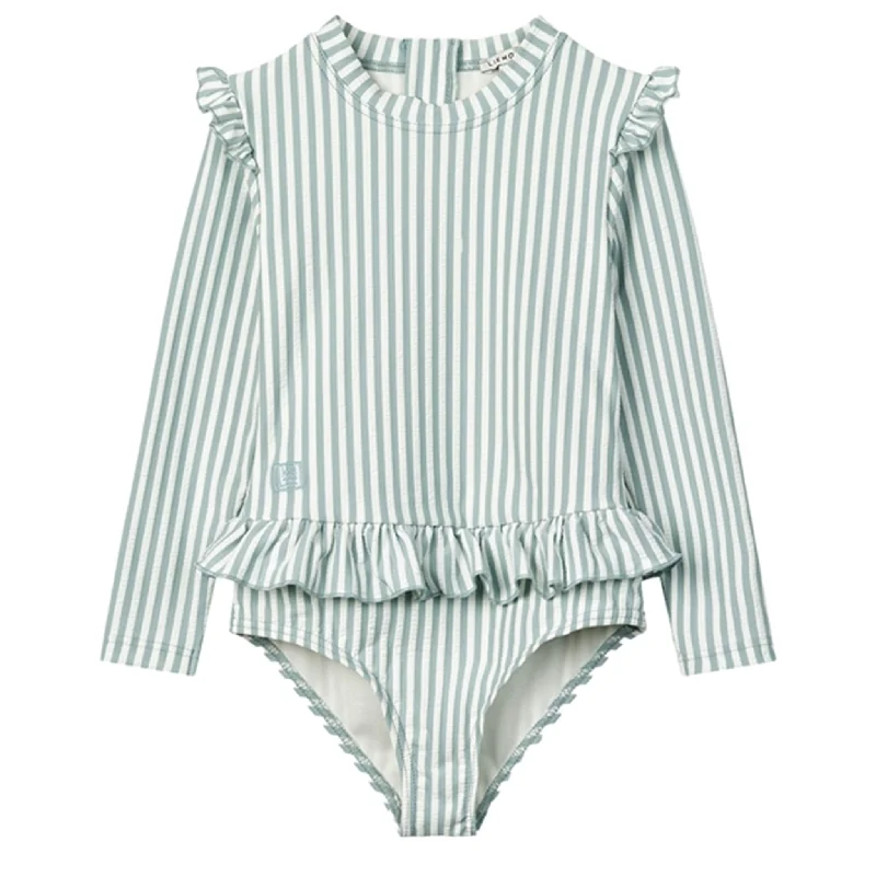 Fashionable Inner Wear Liewood Sille Seersucker Swimsuit Y/D Stripe Sea Blue/White