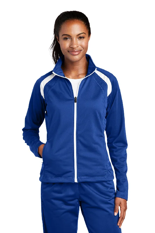 Exclusive Customization Sport-Tek Womens Full Zip Track Jacket - True Royal Blue/White