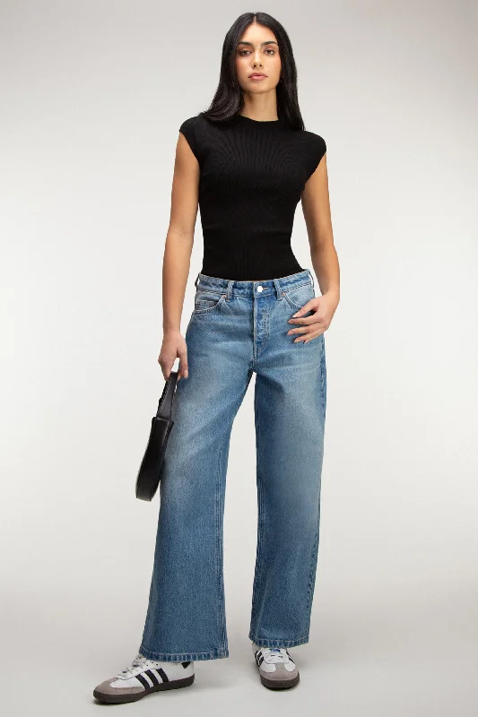 Floral Prints BAGGY WIDE LEG MID-RISE JEAN