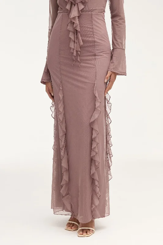 Fashion Touch Adriana Waterfall Maxi Skirt - Twilight Mauve