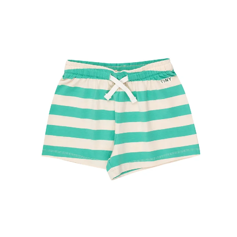 Fashion Wear Stripes Shorts in Light Cream and Emerald by Tinycottons - Last One In Stock - 6 Years