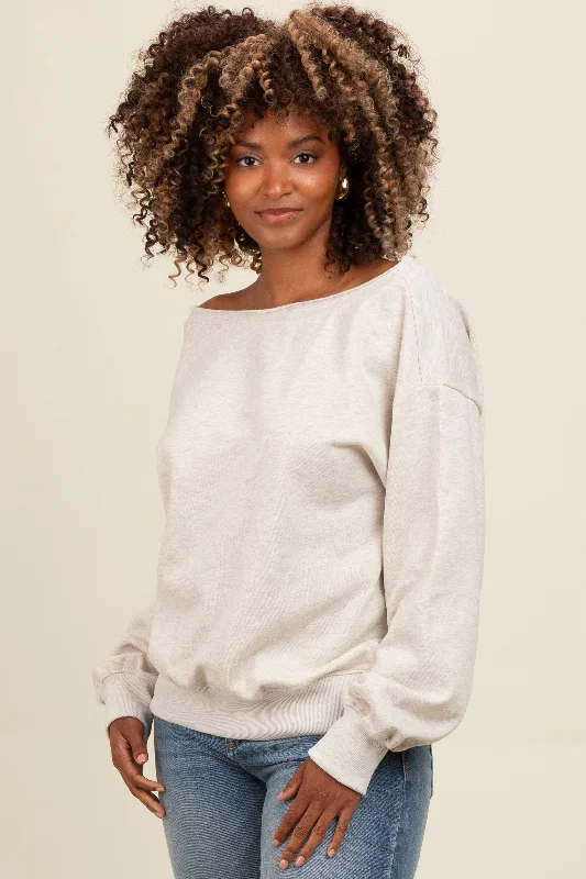 Fashion Touch Heather Grey One Shoulder Sweatshirt