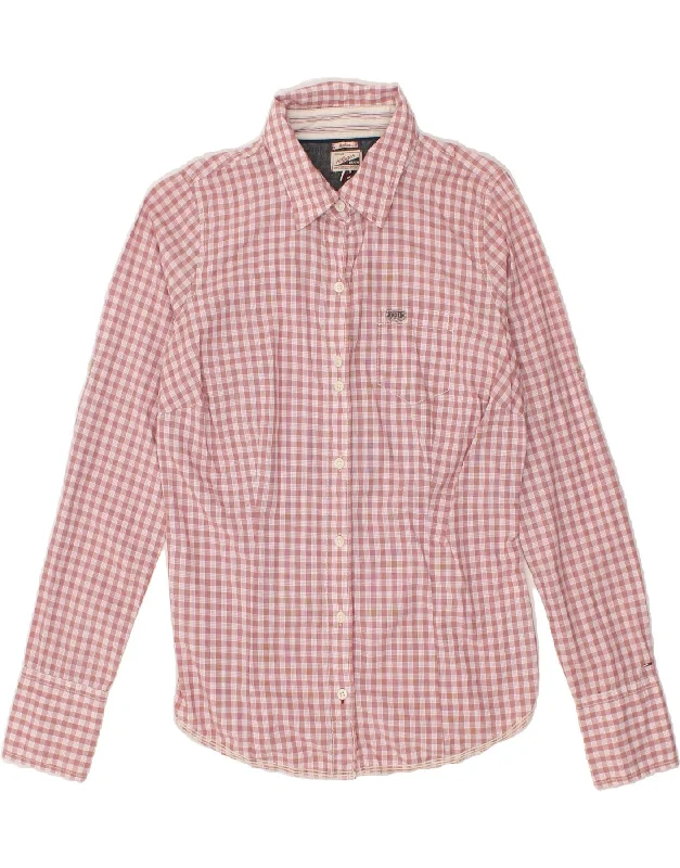 High-end Sense TOMMY HILFIGER Womens Shirt UK 14 Medium Pink Gingham Cotton