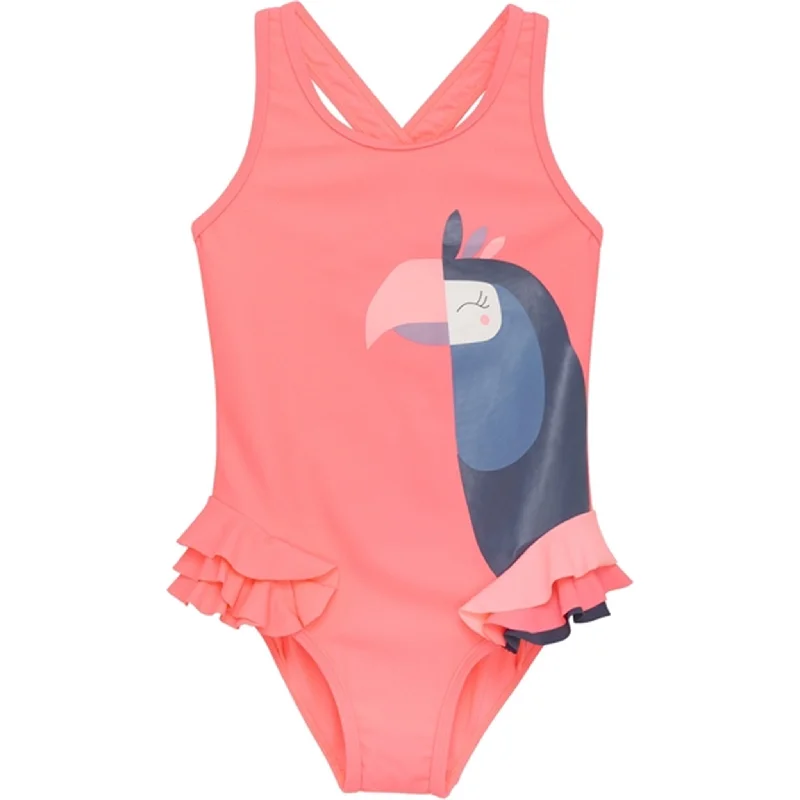 Urban Design Sense Color Kids Swimsuit Neon Coral