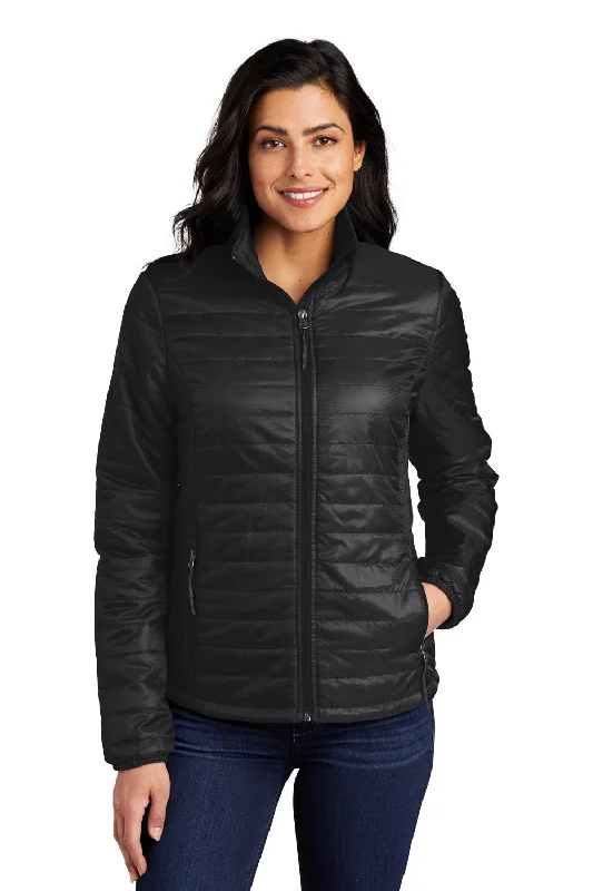 Sports Series Port Authority Womens Water Resistant Packable Puffy Full Zip Jacket - Deep Black