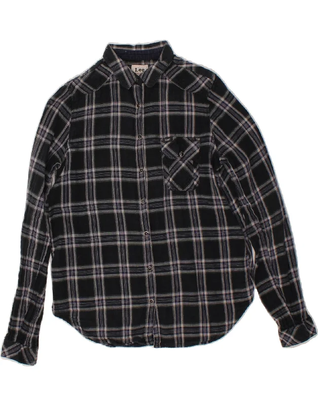 Relaxed Style LEE Womens Shirt UK 10 Small Black Check Cotton