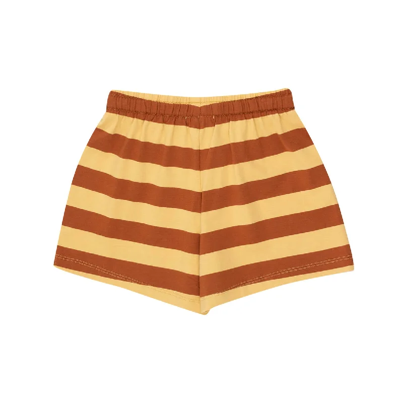 Classic Style Stripes Shorts in Ochre and Dark Brown by Tinycottons - Last One In Stock - 12 Years