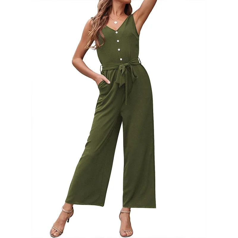 Modernism Sexy Cuasual Women Jumpsuits with Belt