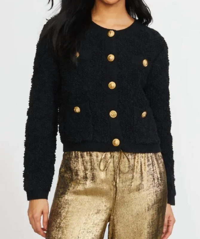 Goddess Outfit Textured Sweater Cardigan In Black