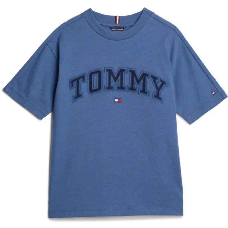 New Design Tommy Hilfiger Aegean Sea Varsity Embroidery T-shirt