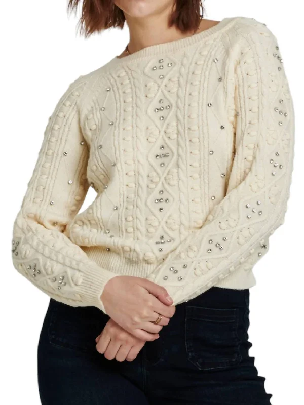 Fashion Expert Carla Embellished Sweater In Birch